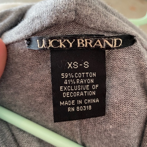 NWOT Lucky Brand Open Front Gray & White Cardigan - Picture 3 of 4